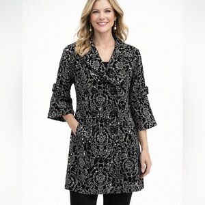 Crystal Wearables Black and White Lined Dress Coat-Women’s Sz M